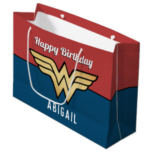 Grand Sac Cadeau Wonder Woman Golden Logo   Joyeux anniversaire