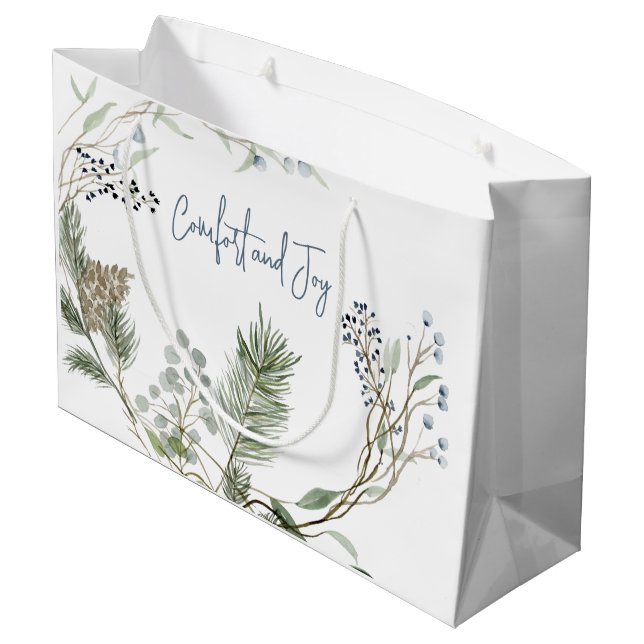 Grand Sac Cadeau Wreath de berry d'hiver (Dos Angle)