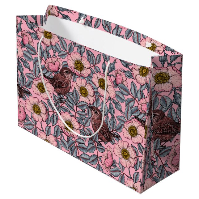 Grand Sac Cadeau Wrens en rose (Dos Angle)