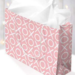 Grand Sac Cadeau XOXO Câlins et Bisous Rose Anniversaire Pinceau Sc