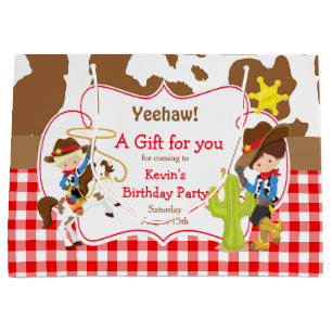 Grand Sac Cadeau Yeehaw Cowboy Occidental Anniversaire