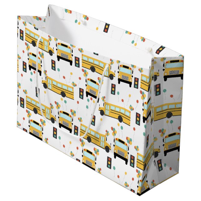 Grand Sac Cadeau Yellow School Bus Kids Birthday Party (Devant Angle)