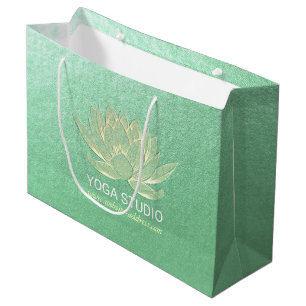 Grand Sac Cadeau YOGA Studio Méditation Reiki Instructeur Gold Lotu
