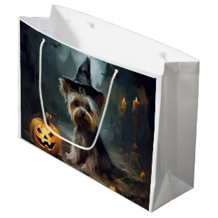 Grand Sac Cadeau Yorkshire Terrier Citrouilles Halloween effrayant