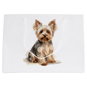 Grand Sac Cadeau Yorkshire Terrier imprimé aquarelle Yorkie art chi