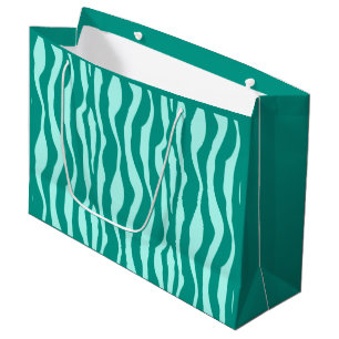 Grand Sac Cadeau Zèbre rayures - Turquoise et Aqua