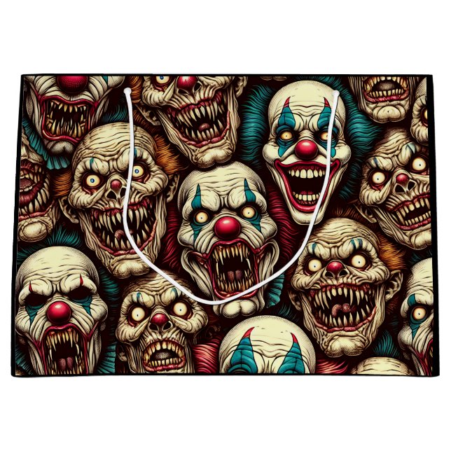 Grand Sac Cadeau Zombie de clown Déplaisant éffrayant (Devant)