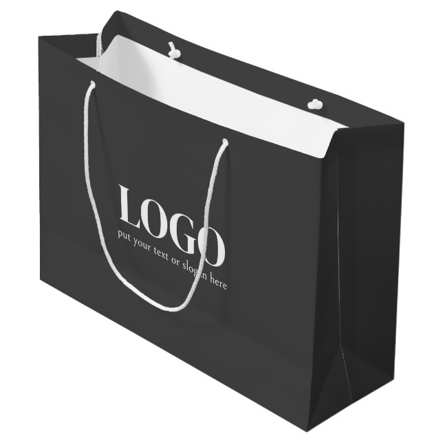 Grand sac d'achat papier personnalisé avec logo de (Devant Angle)