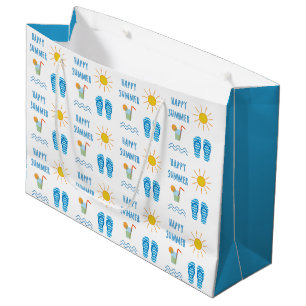 Grand sac de cadeau de motif heureux d'été