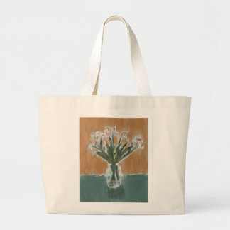 Grand Sac fourre-tout avec peinture Tulipe rose
