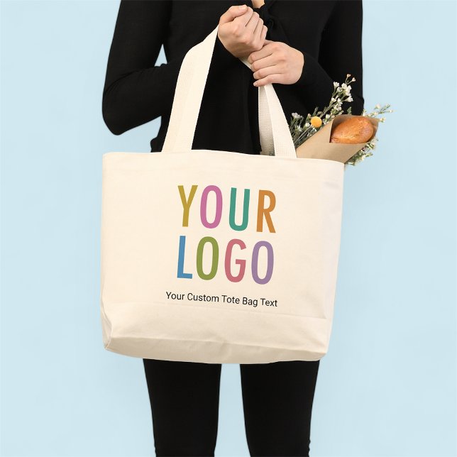 Grand Sac fourre-tout Logo 2 Côtés 100% Coton Pas  (MISOOK Large Tote Bag with Logo)