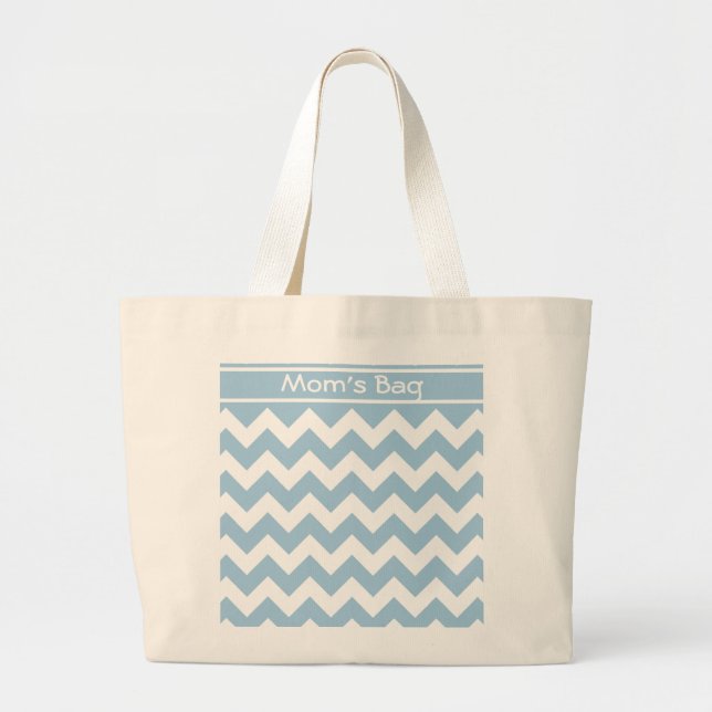 Grand Sac fourre-tout personnalisé, Chevrons bleu  (Devant)