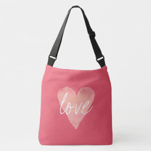 Grand sac mortuaire croisé à coeur rose de corail