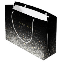 Grand sac personnalisé de cadeau d'étincelle noire