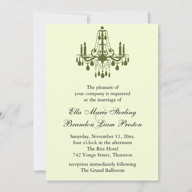 Grand Salon de bal Faire-part de mariage 2 (vert) (Devant)