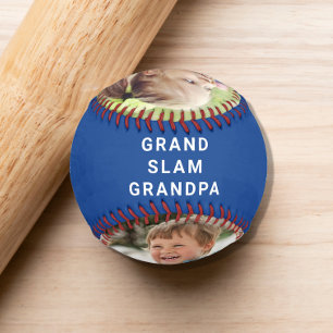 Grand Slam Grandpa Personalized Photos Names Blue Baseball
