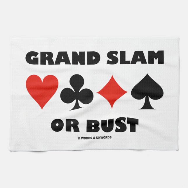 Grand Slam Or Bust (Bridge Card Suits) Kitchen Towel (Horizontal)