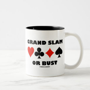 Grand Slam Or Bust Bridge Game Four Card Suits Two-Tone Coffee Mug