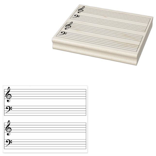 Grand Staff Instant Music Manuscript Paper 4x5 Rubber Stamp (Stamped)