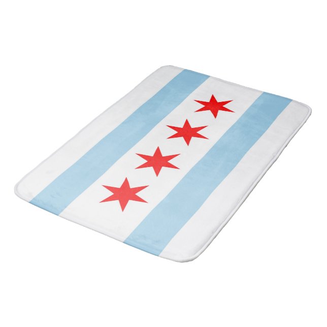 Grand tapis de bain avec le drapeau de Chicago, US (Angle)