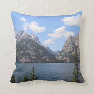 Grand Teton Mountains and Jenny Lake Throw Pillow