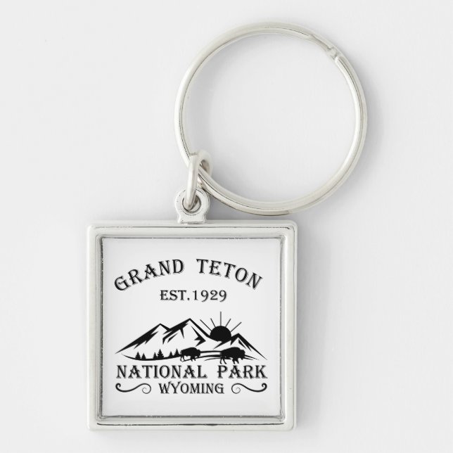 Grand Teton mountains National Park Wyoming Keychain (Front)
