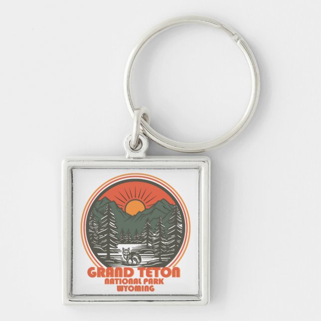 Grand Teton mountains National Park Wyoming Keychain (Front)