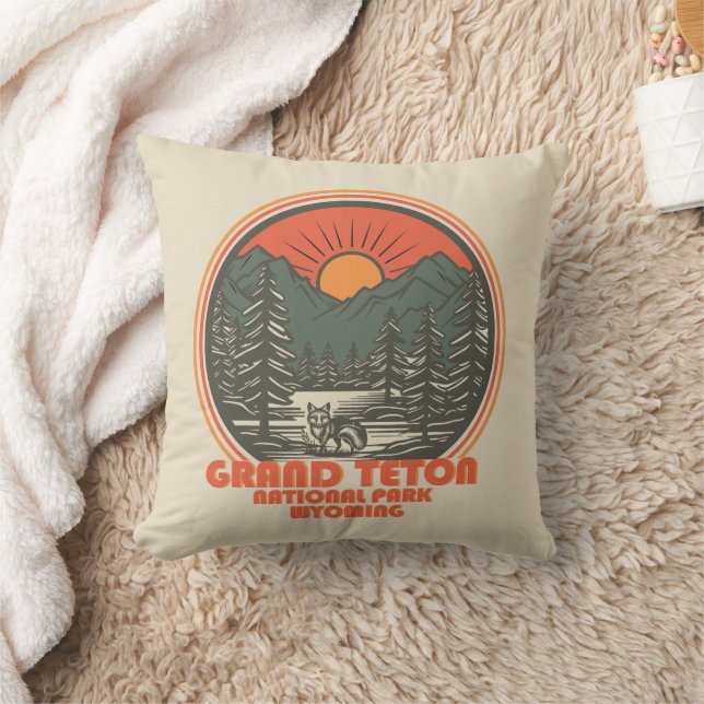 Grand Teton mountains National Park Wyoming Throw Pillow (Blanket)