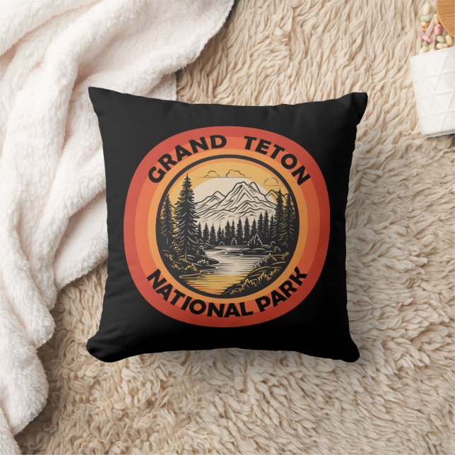 Grand Teton mountains National Park Wyoming Throw Pillow (Blanket)