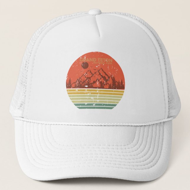 Grand Teton mountains National Park Wyoming Trucker Hat (Front)