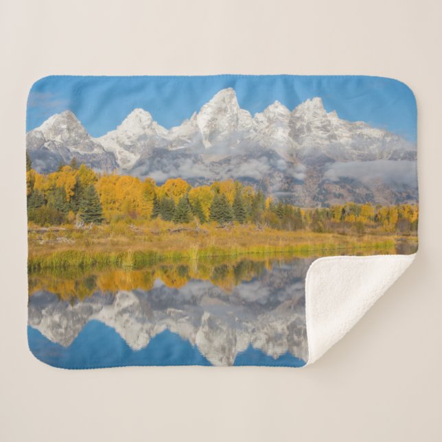 Grand Teton Mountains Wyoming Sherpa Blanket (Front (Horizontal))