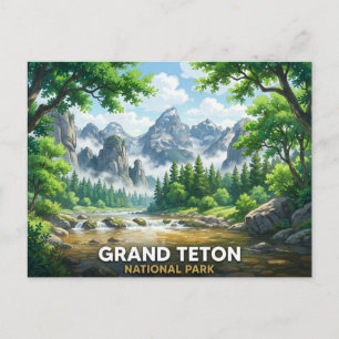 Grand Teton National Park   Anime Landscape Postcard