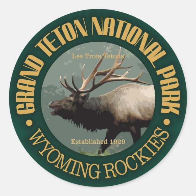 Grand Teton National Park (elk) Classic Round Sticker (Front)