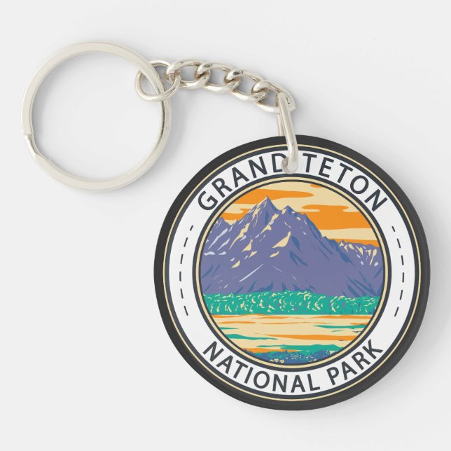 Grand Teton National Park In Spring Badge Keychain (Front)