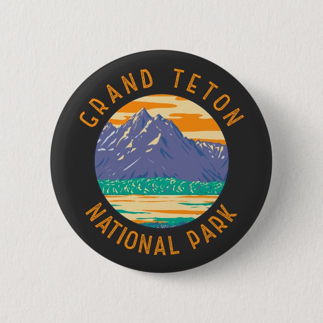 Grand Teton National Park In Spring Distressed 2 Inch Round Button (Front)