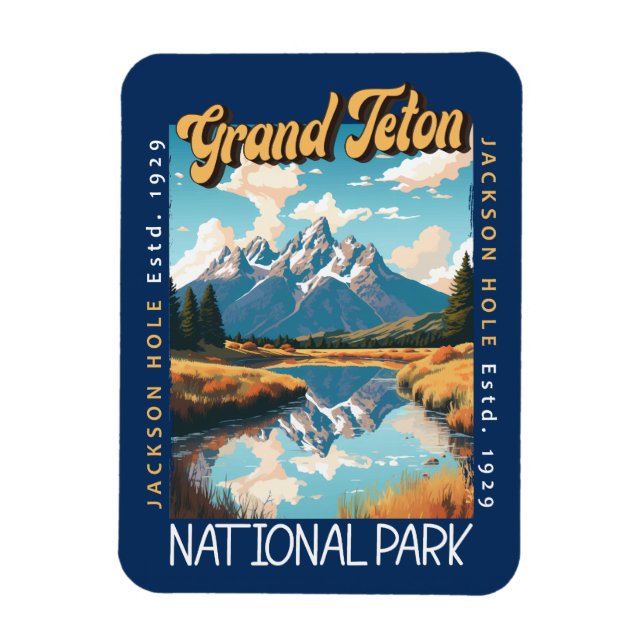Grand Teton National Park Jackson Hole Distressed Magnet (Vertical)