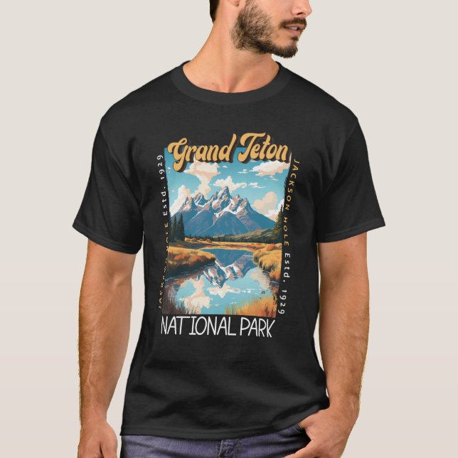 Grand Teton National Park Jackson Hole Distressed T-Shirt (Front)
