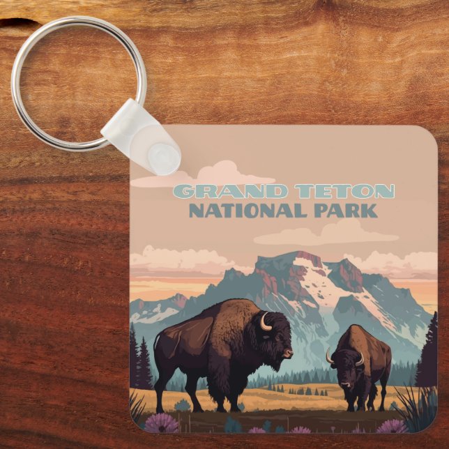 Grand Teton National Park Jackson Wyoming Mountain Keychain (Front)