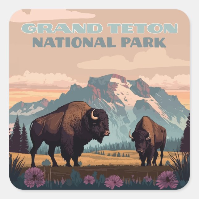 Grand Teton National Park Jackson Wyoming Mountain Square Sticker (Front)