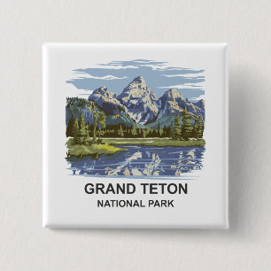 Grand Teton National Park Landscape 2 Inch Square Button