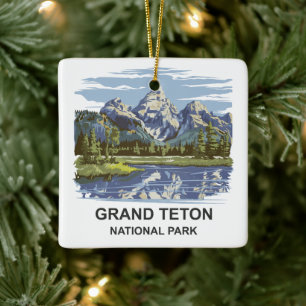 Grand Teton National Park Landscape Ceramic Ornament