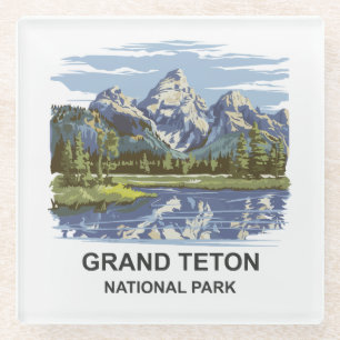 Grand Teton National Park Landscape Glass Coaster