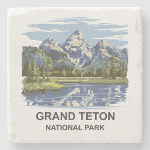 Grand Teton National Park Landscape  Stone Coaster