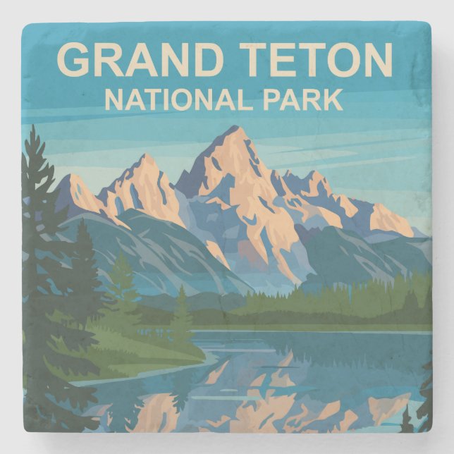 Grand Teton National Park Landscape Travel Art Stone Coaster (Front)