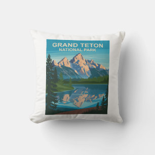 Grand Teton National Park Landscape Travel Art Throw Pillow
