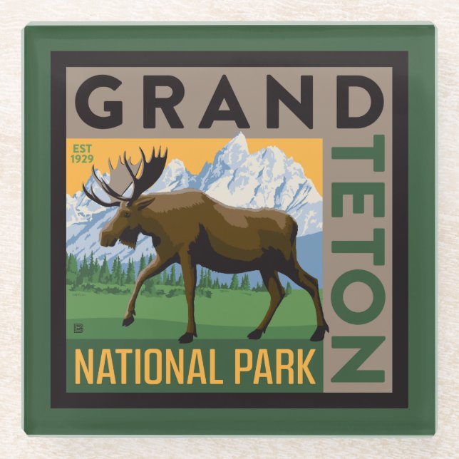 Grand Teton National Park Moose Glass Coaster (Front)