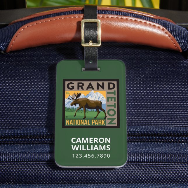 Grand Teton National Park Moose Luggage Tag (Front Insitu 2)