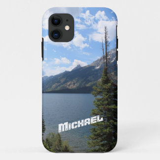 Grand Teton National Park, mountain, lake and tree iPhone 11 Case
