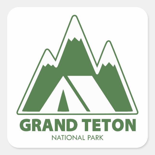 Grand Teton National Park Mountains Camping Square Sticker (Front)