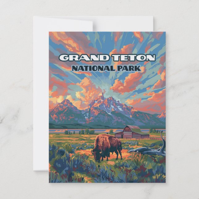 Grand Teton National Park Mountains Carte Wyoming (Devant)